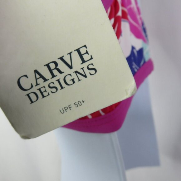 Carve Designs Hawaiian Print Swimsuit Top Size XL Pink Purple Aqua Racer Back - Picture 6 of 9